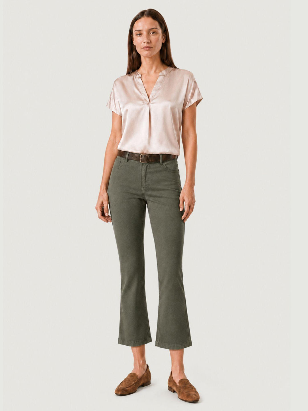 Pantalone a trombetta in cotone verde 824MA SALVIA ANDREA MORANDO 