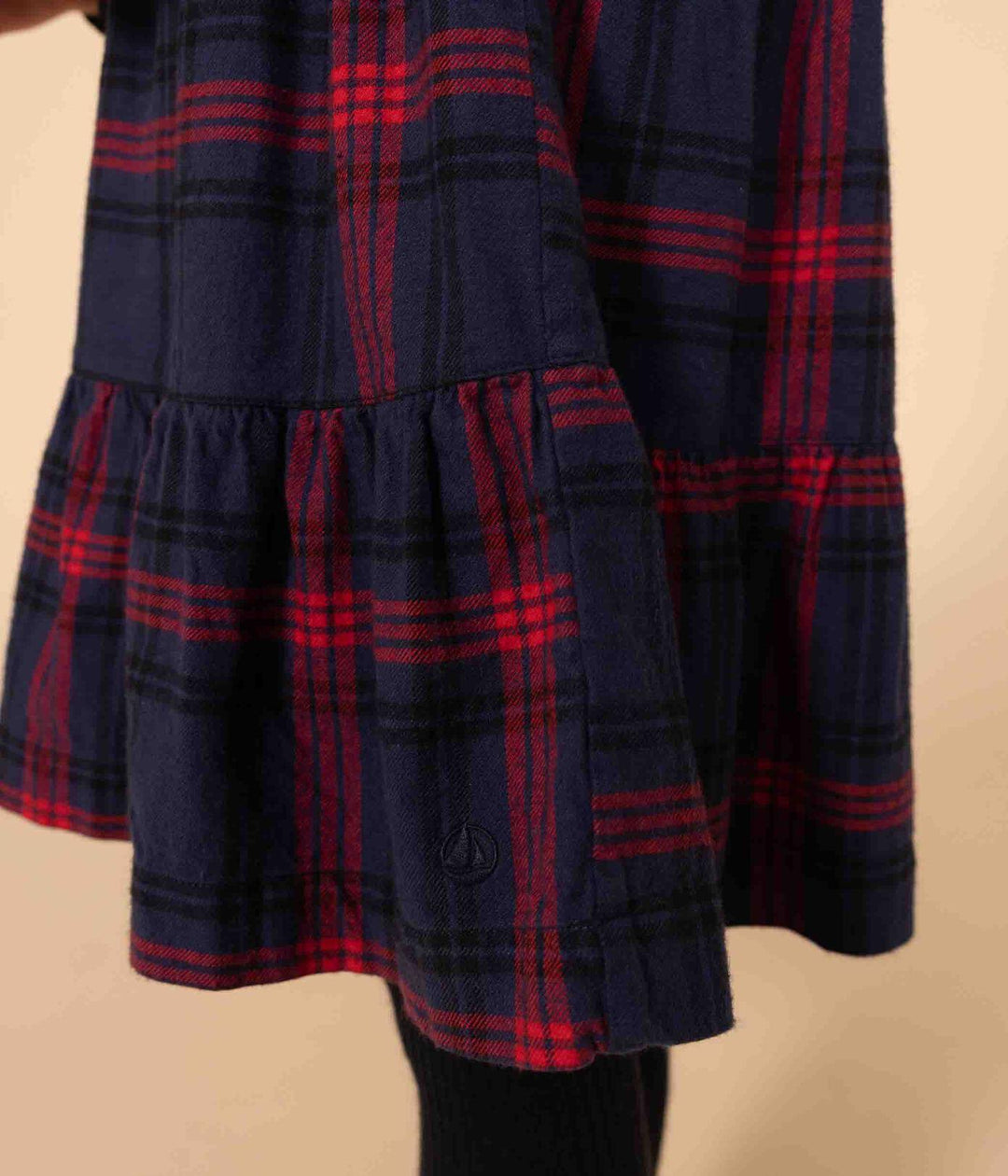 ABITO A MANICHE LUNGHE IN FLANELLA DI COTONE A QUADRI BAMBINA A082J 01 PETIT BATEAU 