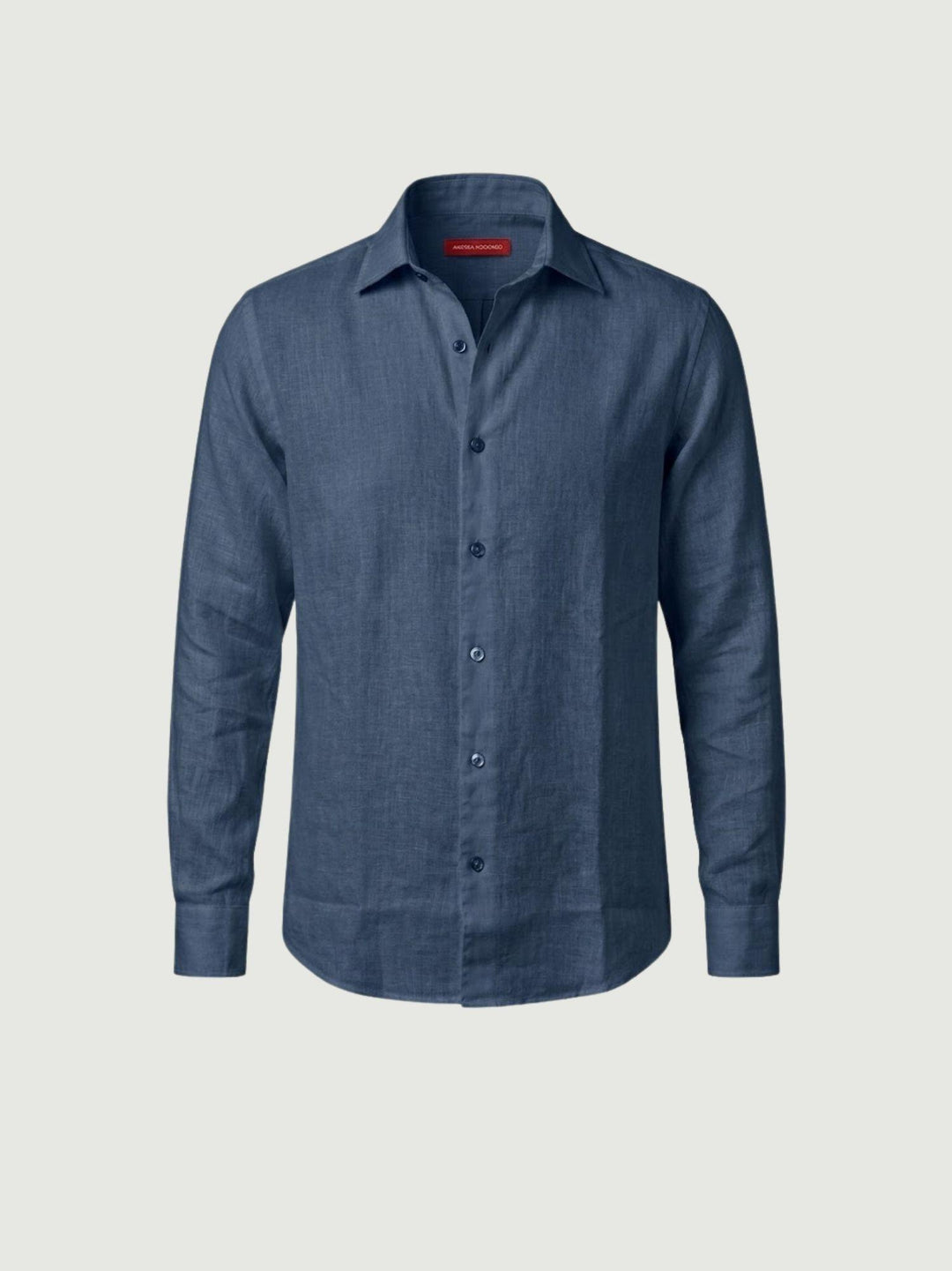 camicia in lino blu cobalto 9432900 208 ANDREA MORANDO 