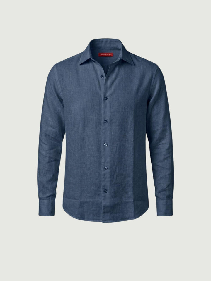 camicia in lino blu cobalto 9432900 208 ANDREA MORANDO 