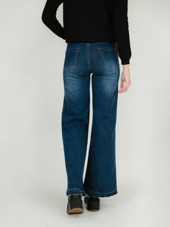 JEANS A PALAZZO SFRANGIATO 1325 DENIM SCURO ANDREA MORANDO 
