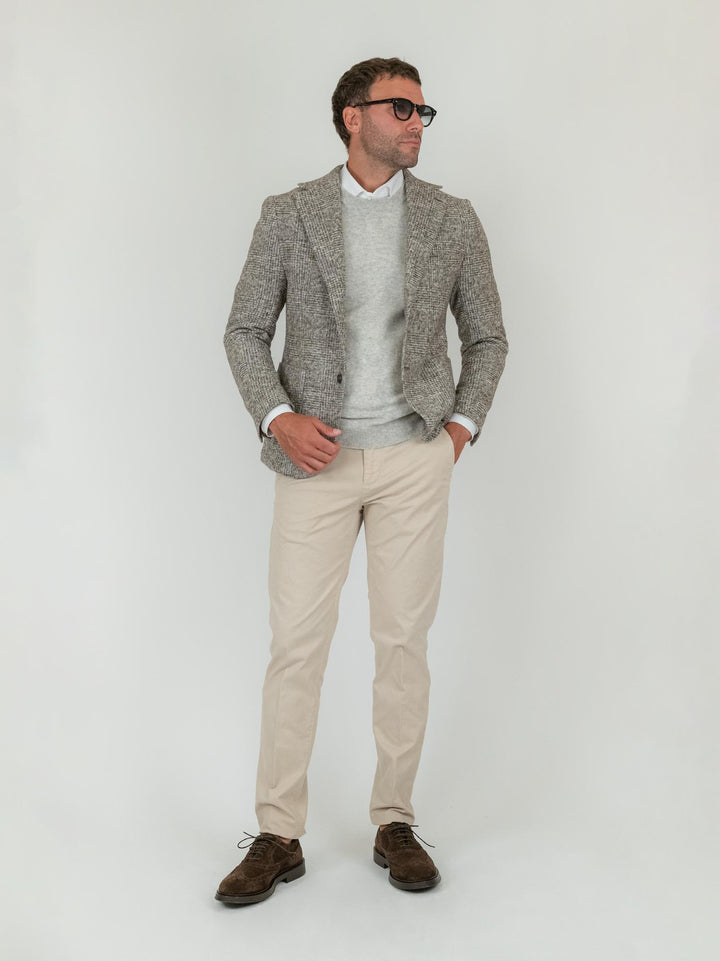 BLAZER MISTO LANA GALLES  GRIGIO MELANGE F2W4G005M 434 ANDREA MORANDO 