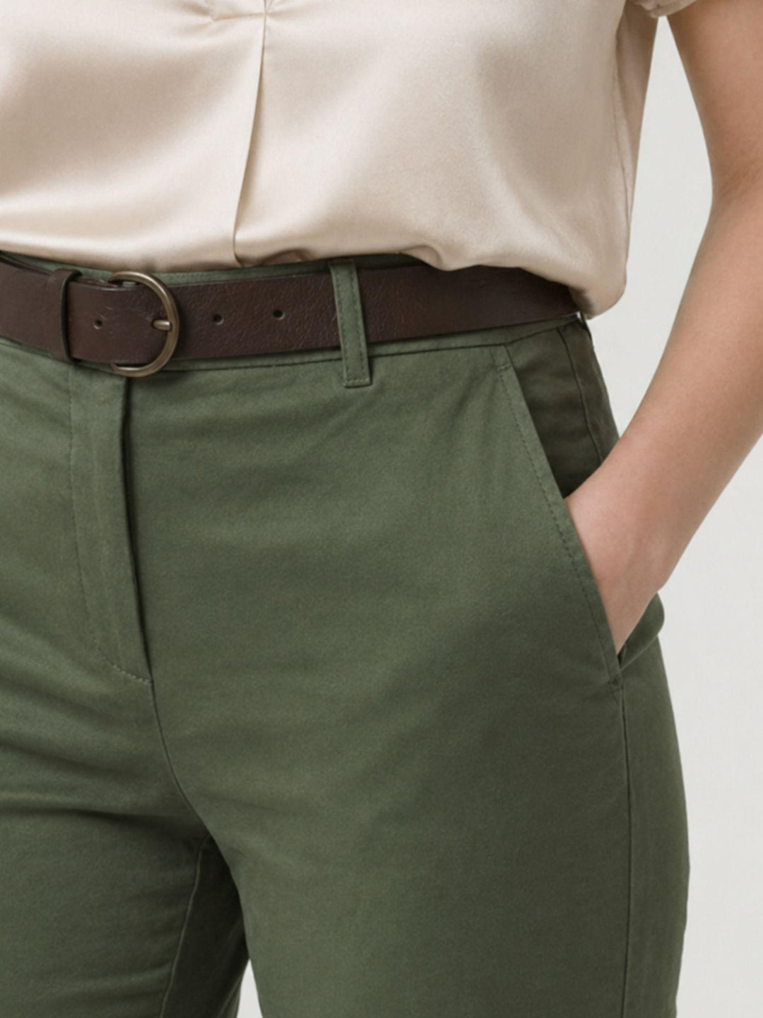 Pantalone a trombetta in cotone verde 824MA SALVIA ANDREA MORANDO 