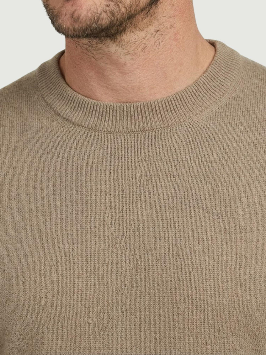 Maglia girocollo in cotone extrafine nocciola 5050126 672 ANDREA MORANDO 