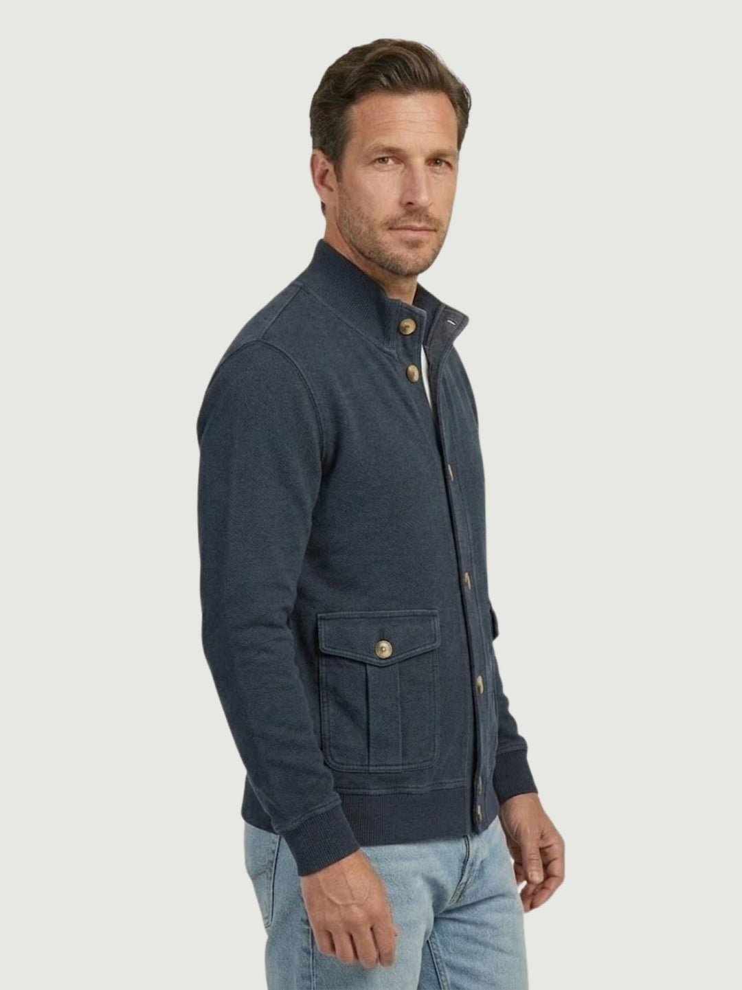 Giacca in maglia di cotone blu 5574426 220 ANDREA MORANDO 