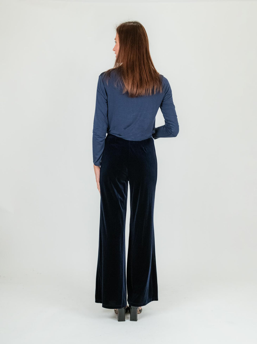 PANTALONE con elastico in VELLUTO BLU 245C1021 303 ANDREA MORANDO 