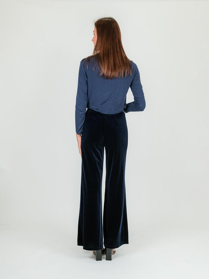 PANTALONE con elastico in VELLUTO BLU 245C1021 303 ANDREA MORANDO 