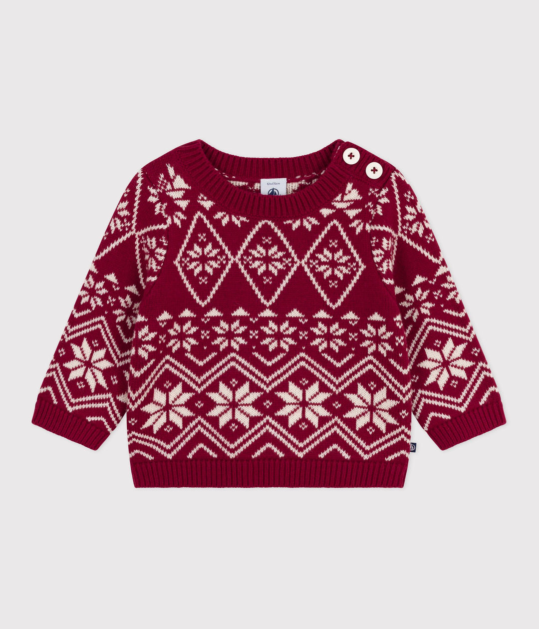 Maglione in misto lana e cotone fantasia natalizia A0EBD 01 PETIT BATEAU 