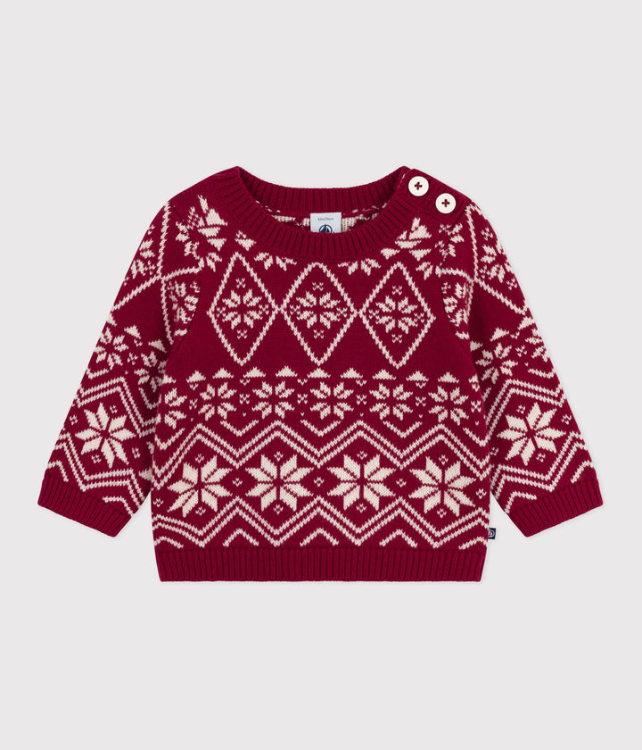 Maglione in misto lana e cotone fantasia natalizia A0EBD 01 PETIT BATEAU 