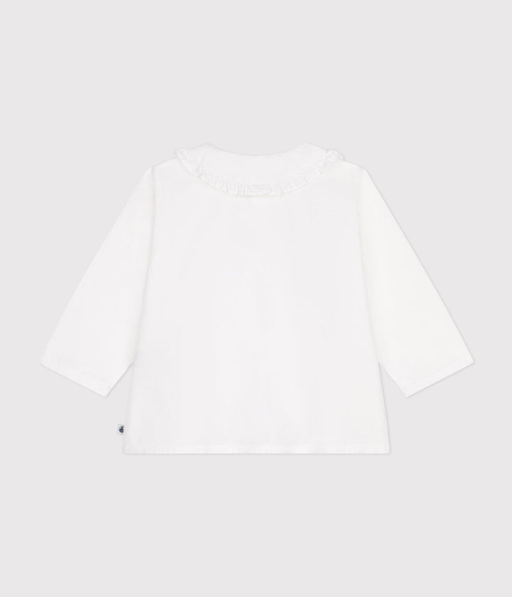 Blusa in piqué di cotone bianca A0B39 01 PETIT BATEAU 