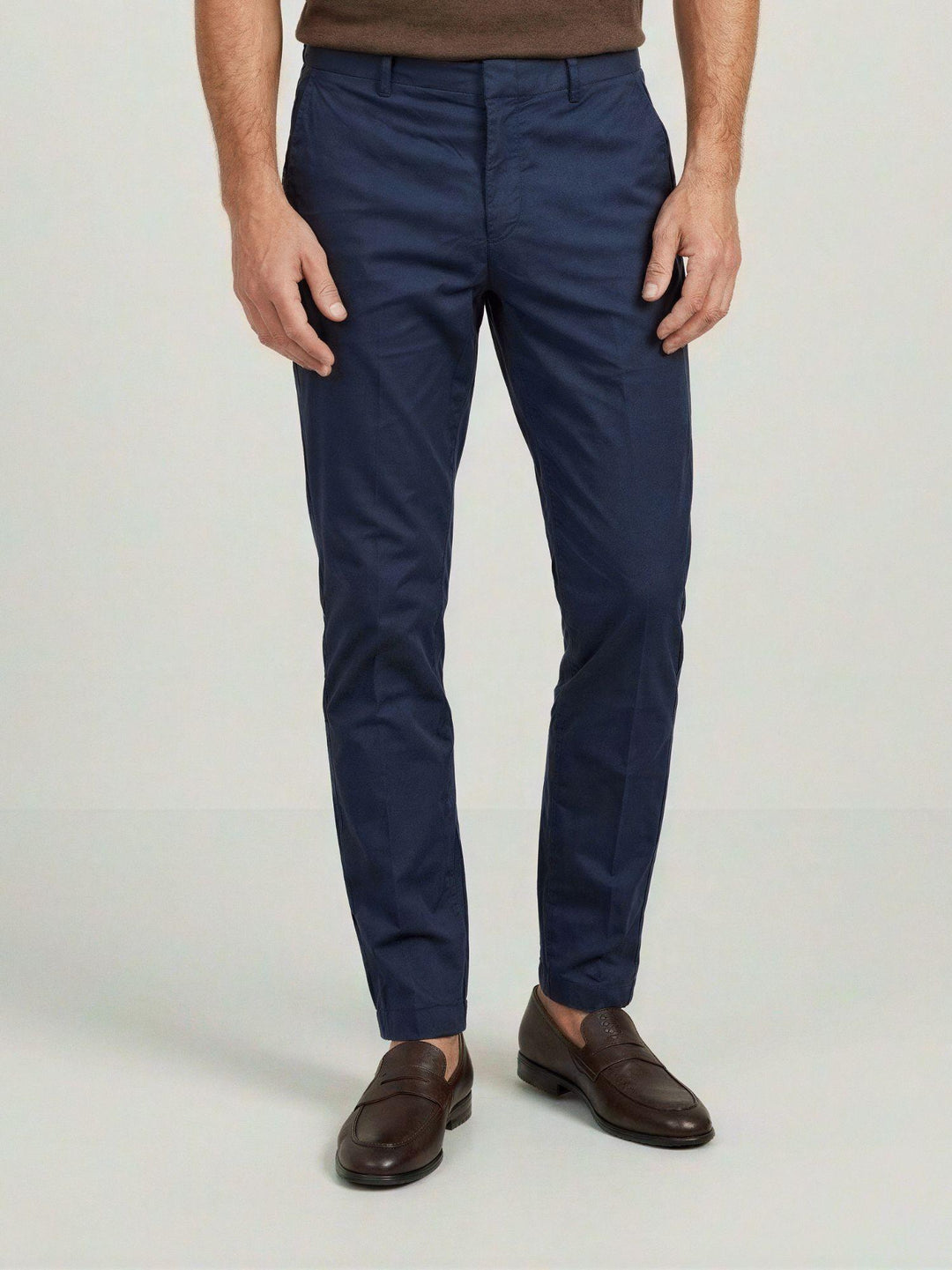 Pantalone chino con gancetto in cotone blu T526BRO 892 NOLAB 