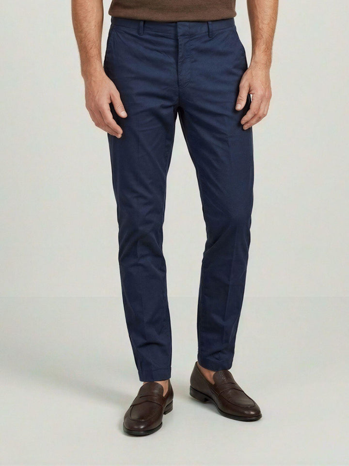 Pantalone chino con gancetto in cotone blu T526BRO 892 NOLAB 