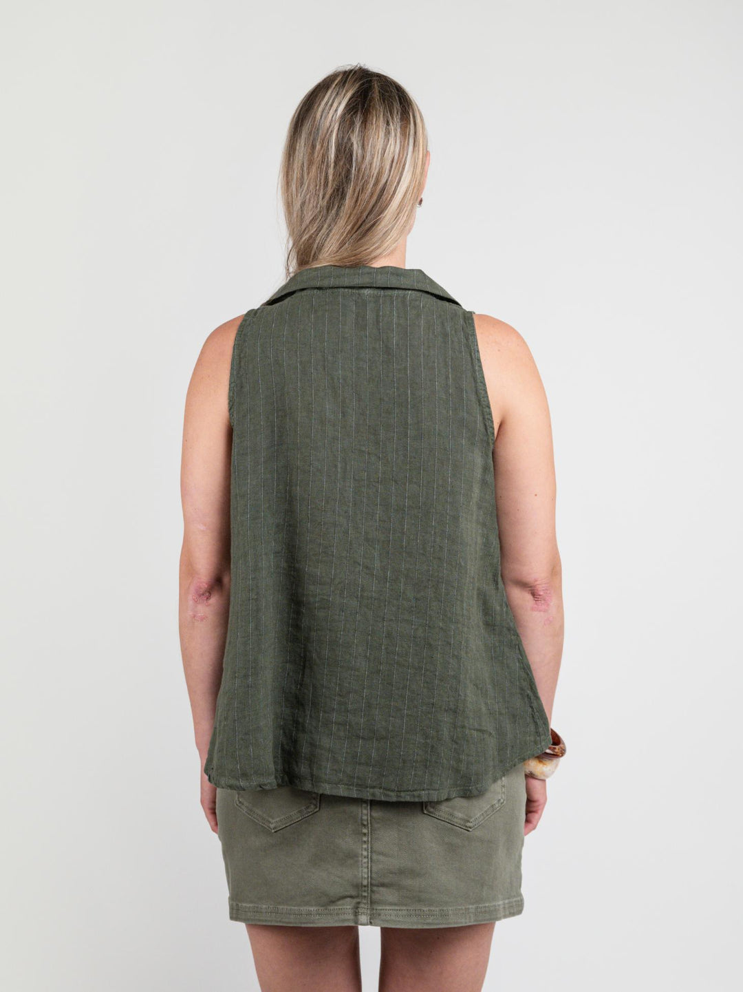 GILET IN LINO GESSATO VERDE 05007 MILITARE ANDREA MORANDO 