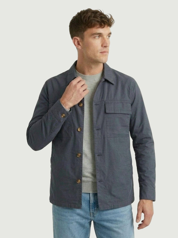 Camicia overshirt in cotone blu acciaio 5455426 220 ANDREA MORANDO 
