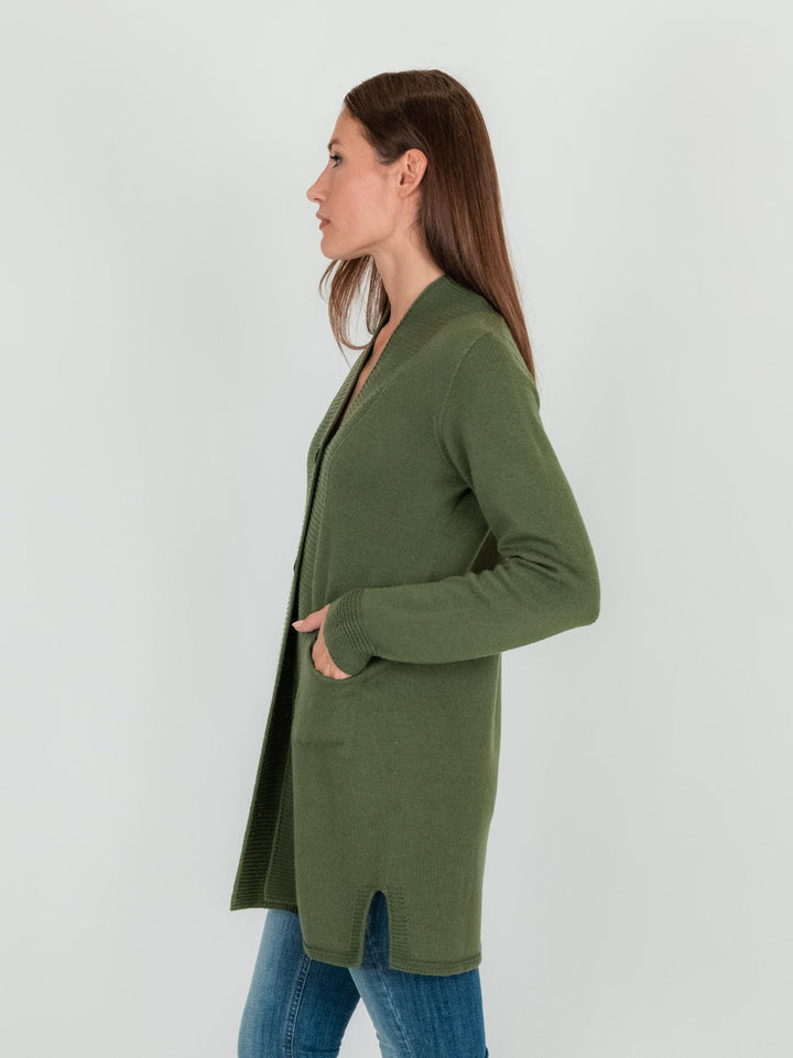 CARDIGAN VERDE IN LANA VERGINE 245C8100 346 ANDREA MORANDO 