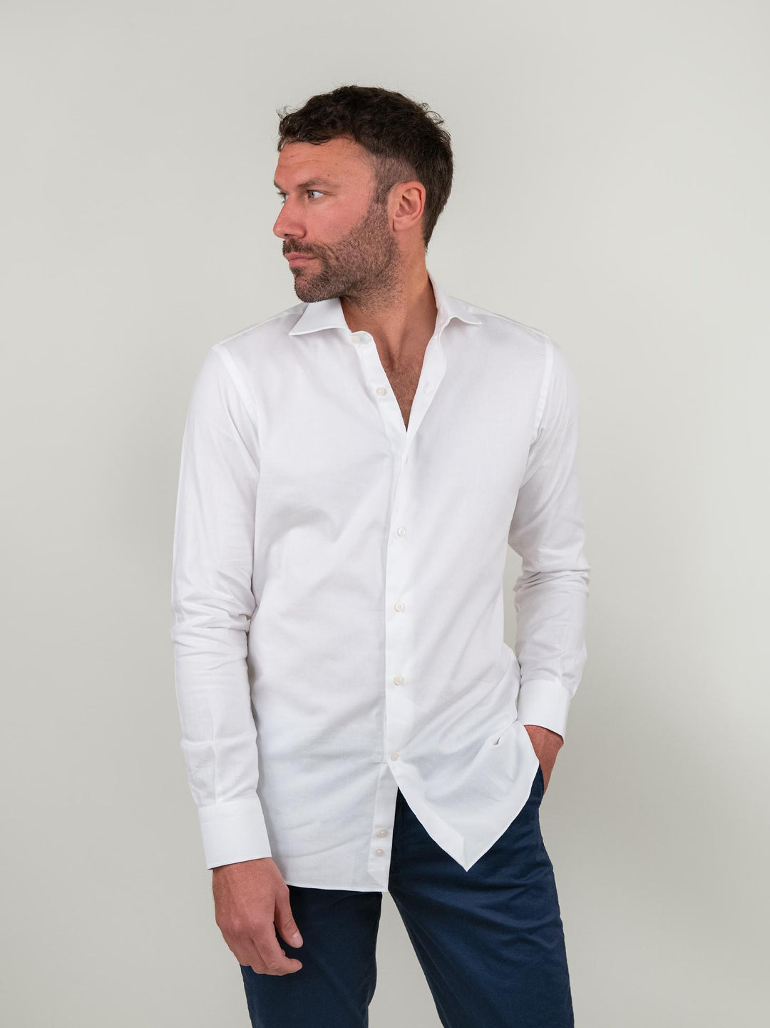 CAMICIA IN COTONE BIANCO ROYAL/SLIM BIANCO ANDREA MORANDO 