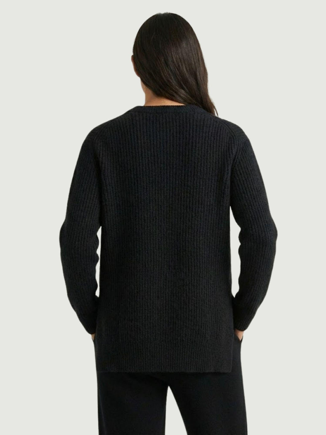 Maglia girocollo in lana e cashmere nera 14264M NERO ANDREA MORANDO 