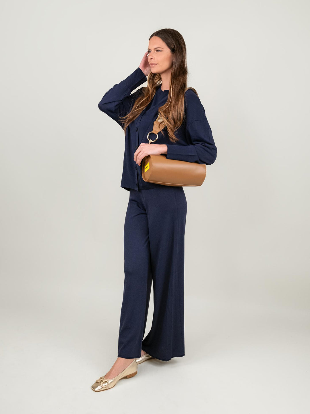 PANTALONE IN MAGLIA BLU 2670 BLU ANDREA MORANDO 