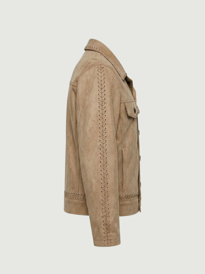 Giacca corta effetto suede beige HS28114 BEIGE ANDREA MORANDO 