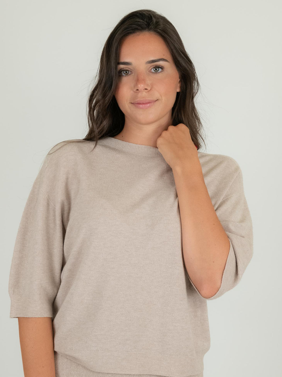 MAGLIA CON MANICHE A 3/4 BEIGE 0520/104 0082 BIMOR 
