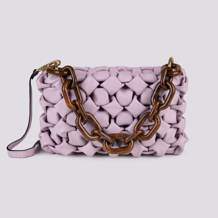 Borsa Curly In Pelle Intrecciata lilla CURLY LILLA BIMOR 