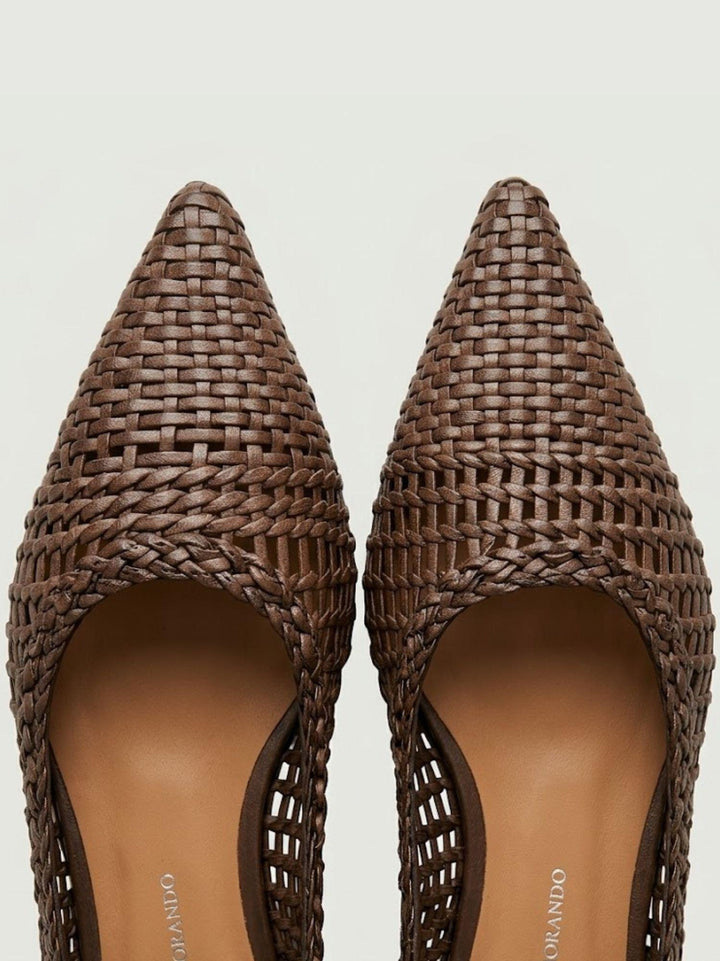 Ballerina in pelle intrecciata moro R1208 T.MORO ANDREA MORANDO 