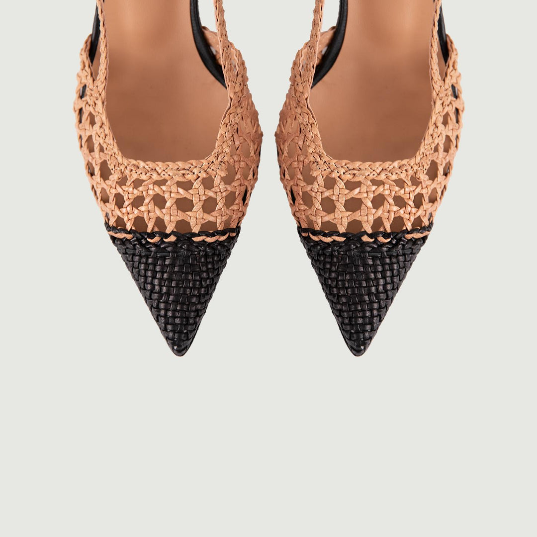 CHANEL SLING BACK CON INTRECCIO BEIGE E NERO 5120 NERO/CAMMELLO ANDREA MORANDO 
