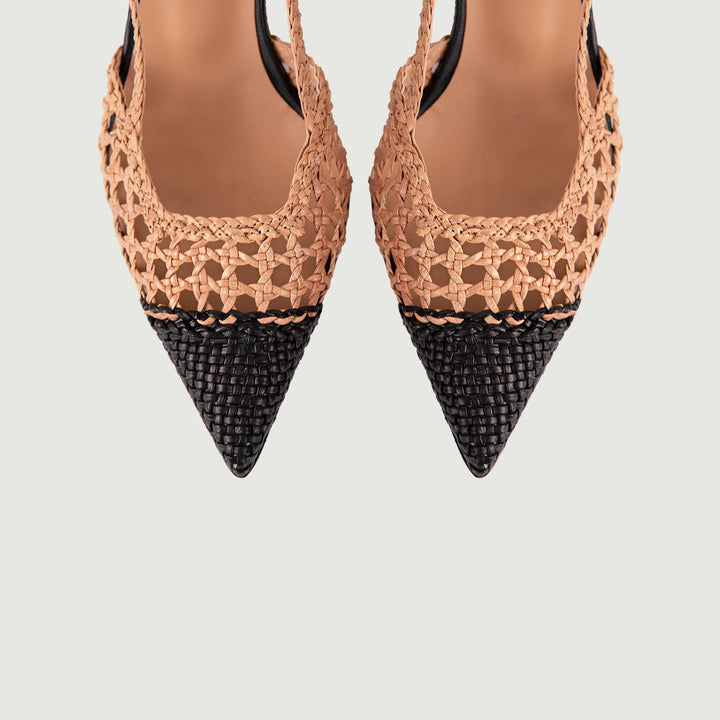 CHANEL SLING BACK CON INTRECCIO BEIGE E NERO 5120 NERO/CAMMELLO ANDREA MORANDO 