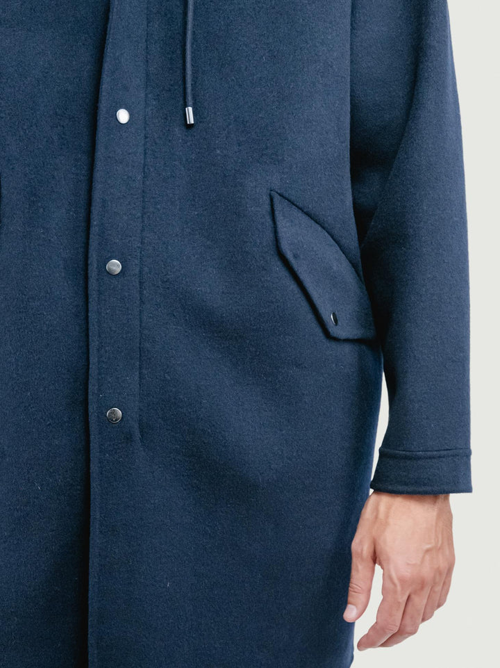 CAPPOTTO PARKA DENZEL IN LANA BLU DENZEL NAVY BLUE ANDREA MORANDO 