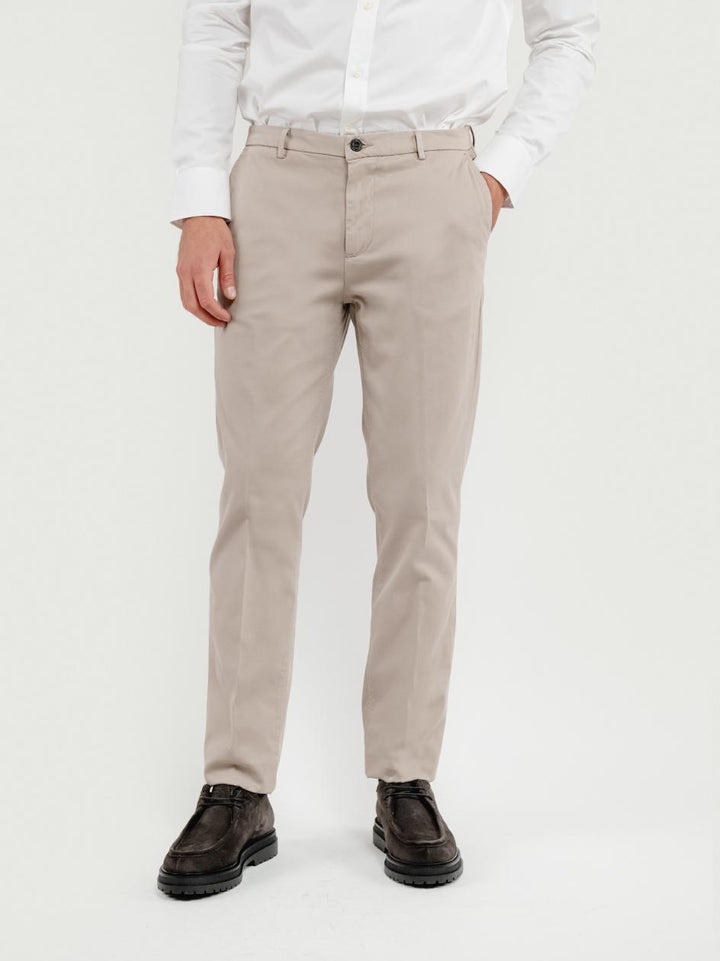 PANTALONE  STRIKER IN COTONE CON MICROTRAMA BEIGE T617STR 775 NOLAB 
