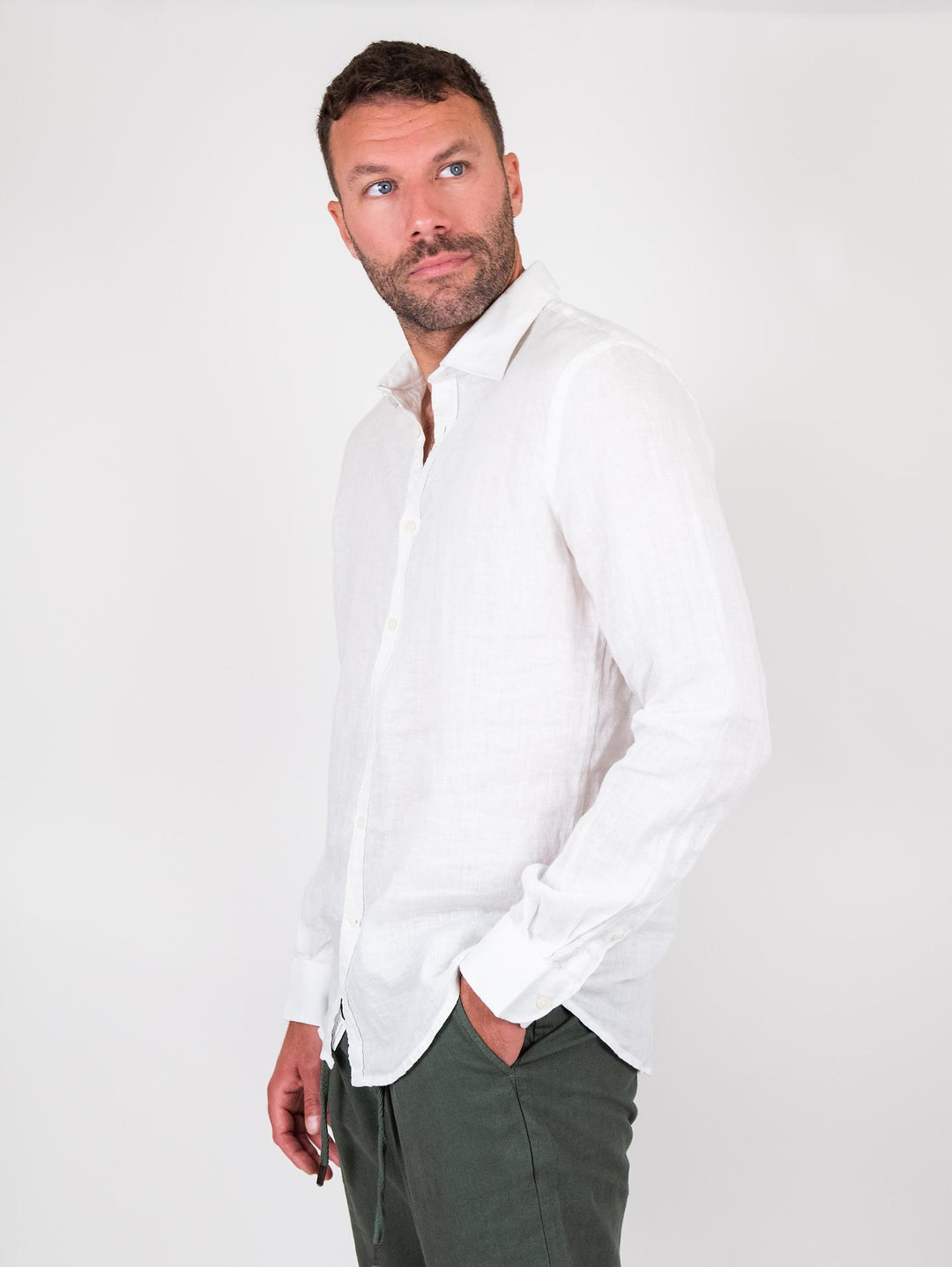Camicia in lino bianco BU26S18CALINENPD 100 ANDREA MORANDO 