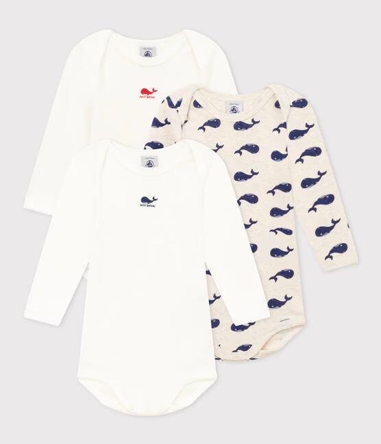 Confezione da 3 body bianco con motivo balene a maniche lunghe in cotone A0BG8 00 PETIT BATEAU 