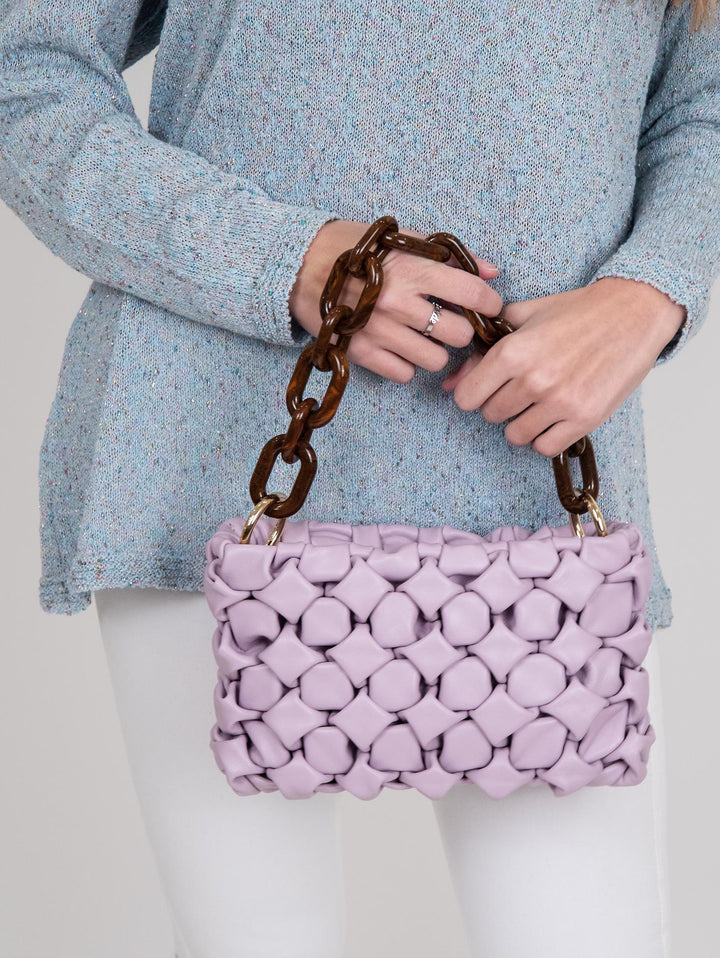 Borsa Curly In Pelle Intrecciata lilla CURLY LILLA BIMOR 