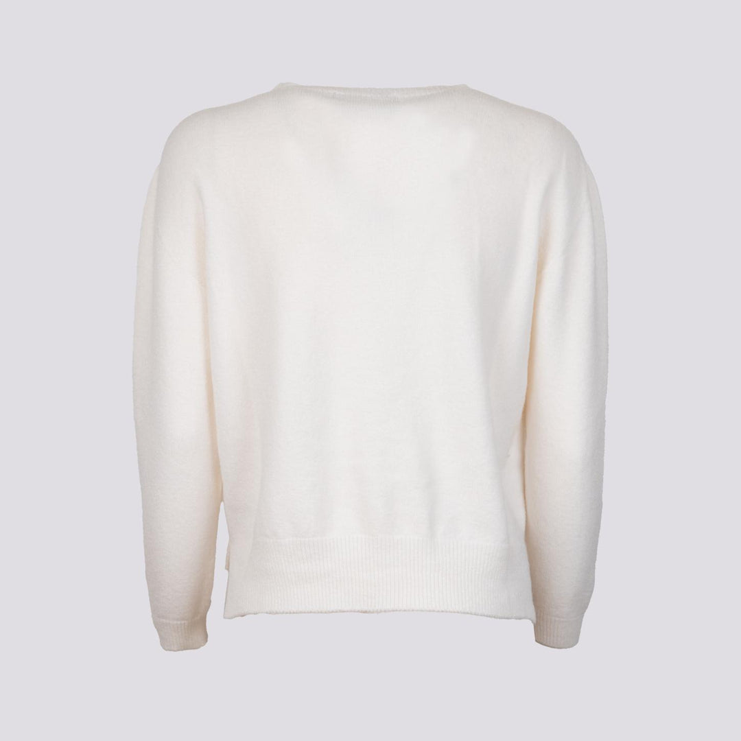 GIROCOLLO IN MAGLIA  CON MICRO SPACCHI LATERALI PANNA 0670/15 0248 BIMOR 