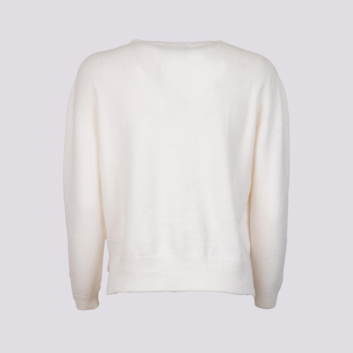 GIROCOLLO IN MAGLIA  CON MICRO SPACCHI LATERALI PANNA 0670/15 0248 BIMOR 