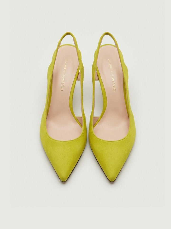 Décolleté slingback in pelle scamosciata lime S260 LIME ANDREA MORANDO 