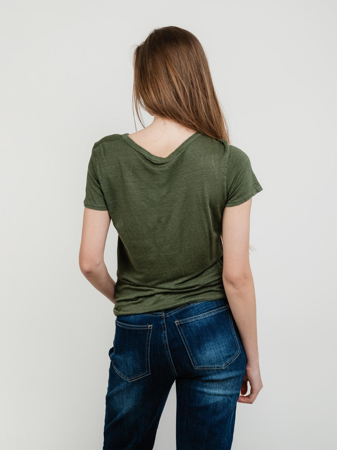 T-SHIRT VERDE MILITARE IN LINO 2944 MILITARE ANDREA MORANDO 