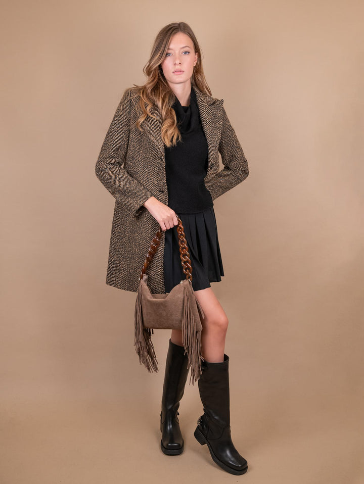CAPPOTTO SPIGATO CUOIO E NERO 9992CBS 51 ANDREA MORANDO 