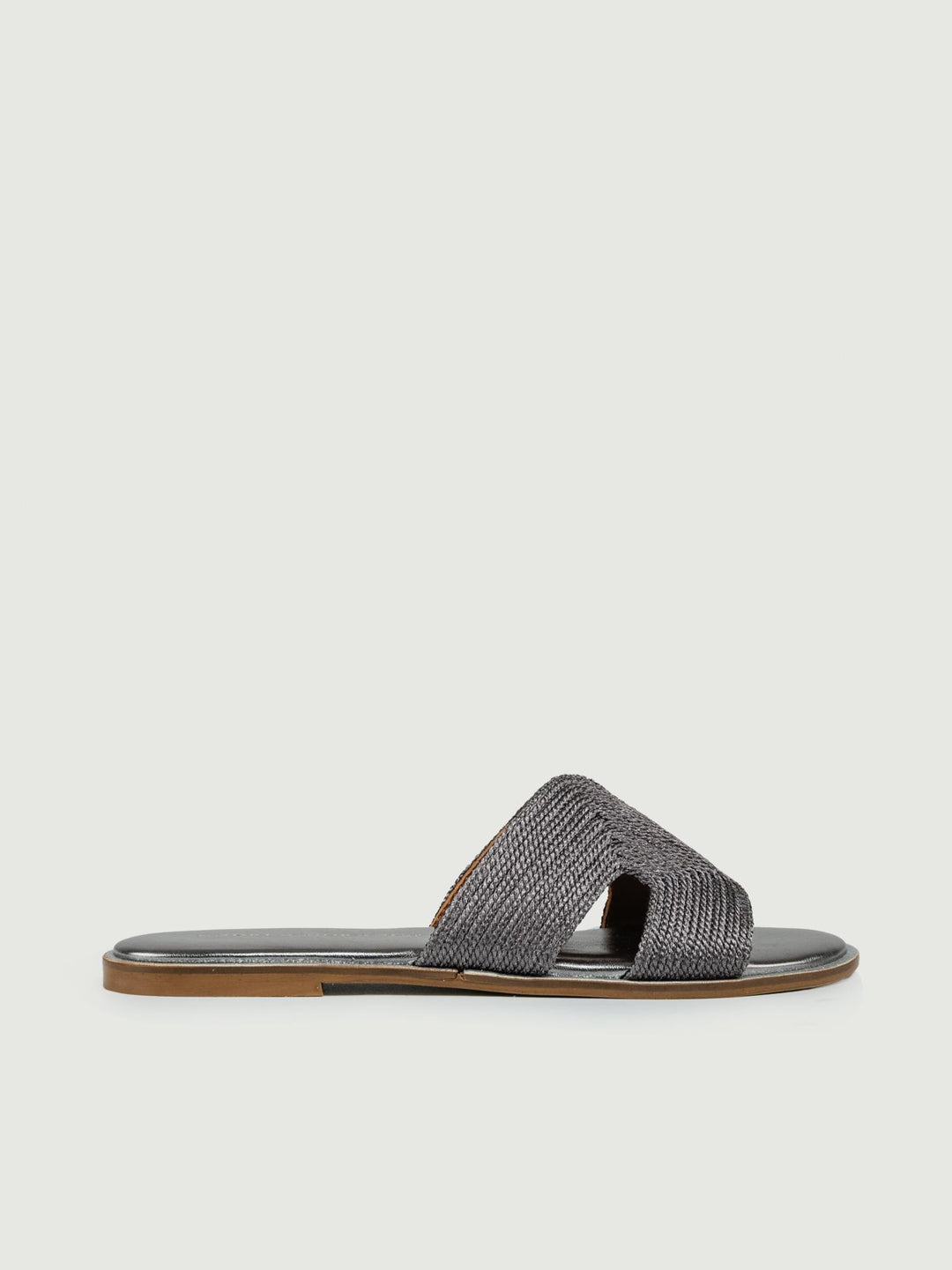 CIABATTINA IN RAFIA CON FASCIA GRIGIO ANTRACITE