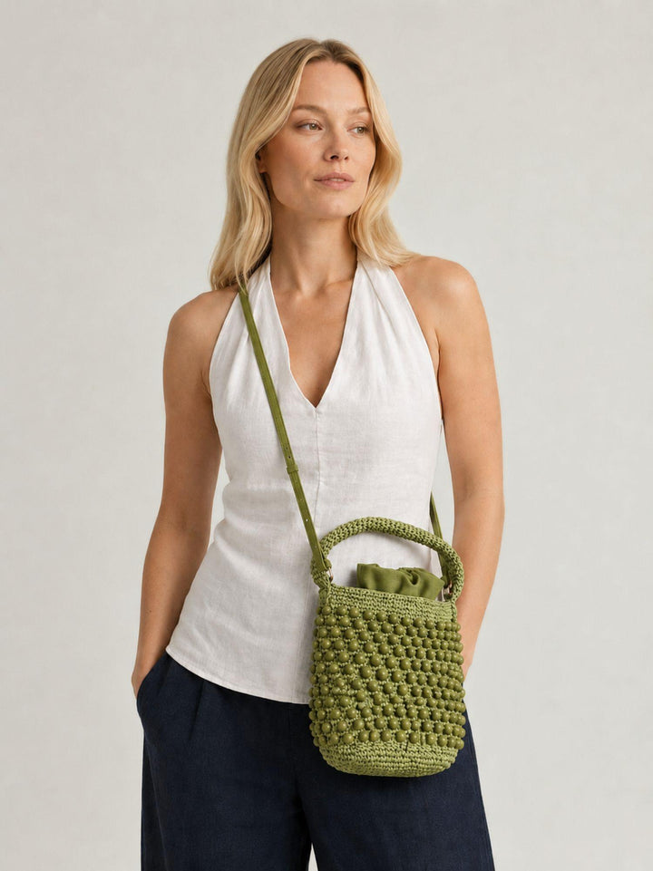 Borsa a mano in rafia salvia RAFI343 61 ANDREA MORANDO 