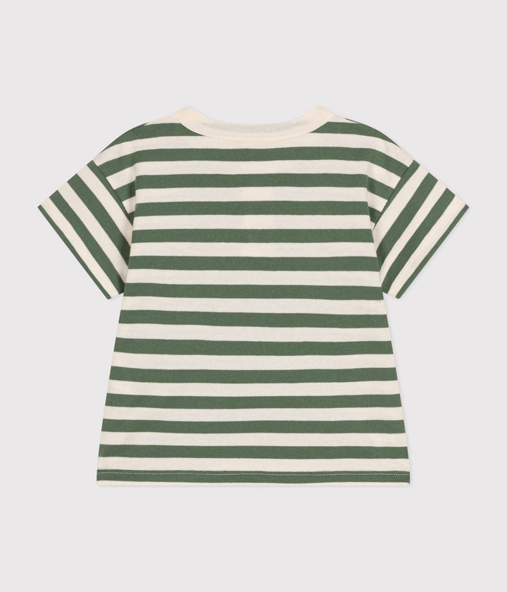T-SHIRT VERDE A RIGHE BEBÈ IN JERSEY A09QI 01 PETIT BATEAU 