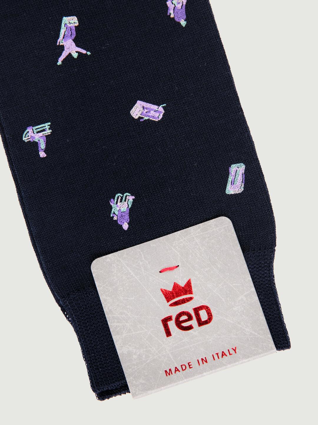 CALZA BLU MOTIVO SLITTINI 62196G BLUETTE RED 