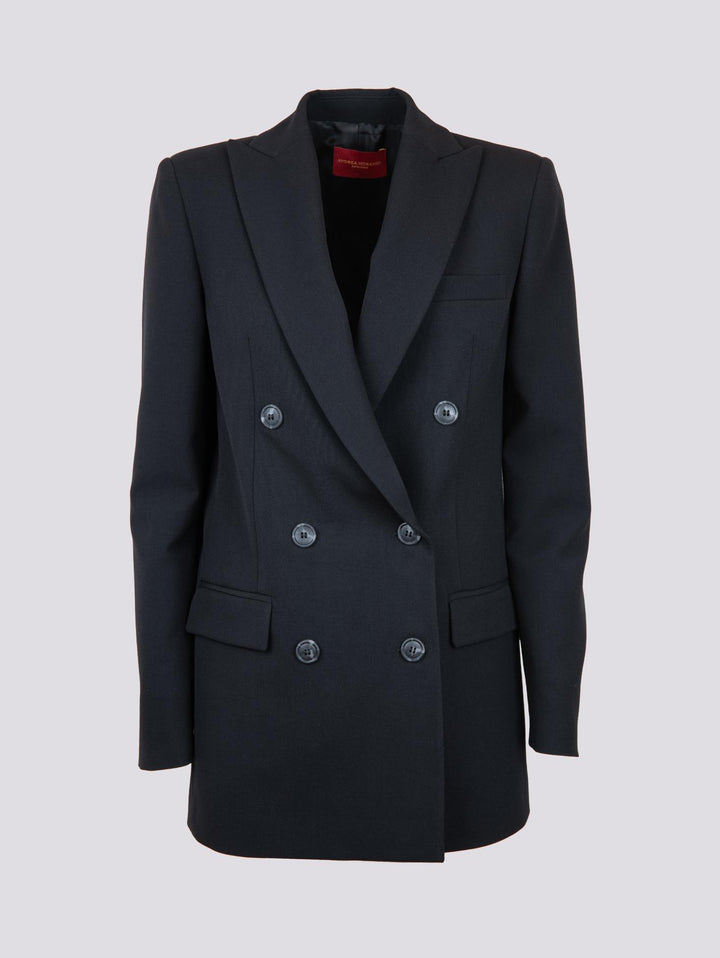 BLAZER DOPPIOPETTO IN TESSUTO NERO 3687/2733 001 ANDREA MORANDO 