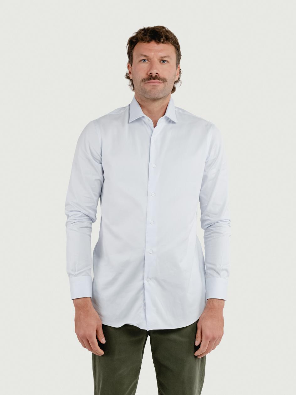 CAMICIA BIANCA SLIM CON MICROFANTASIA CELESTE ROYALSLIM CELESTE ANDREA MORANDO 