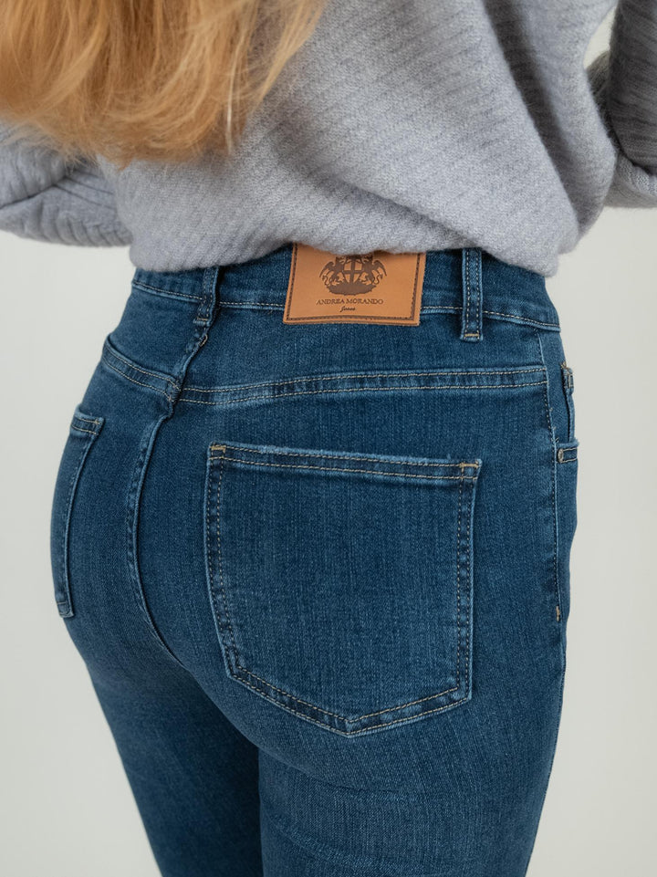 JEANS 5 TASCHE SFRANGIATO DENIM SCURO 6826/26 DENIM SCURO ANDREA MORANDO 