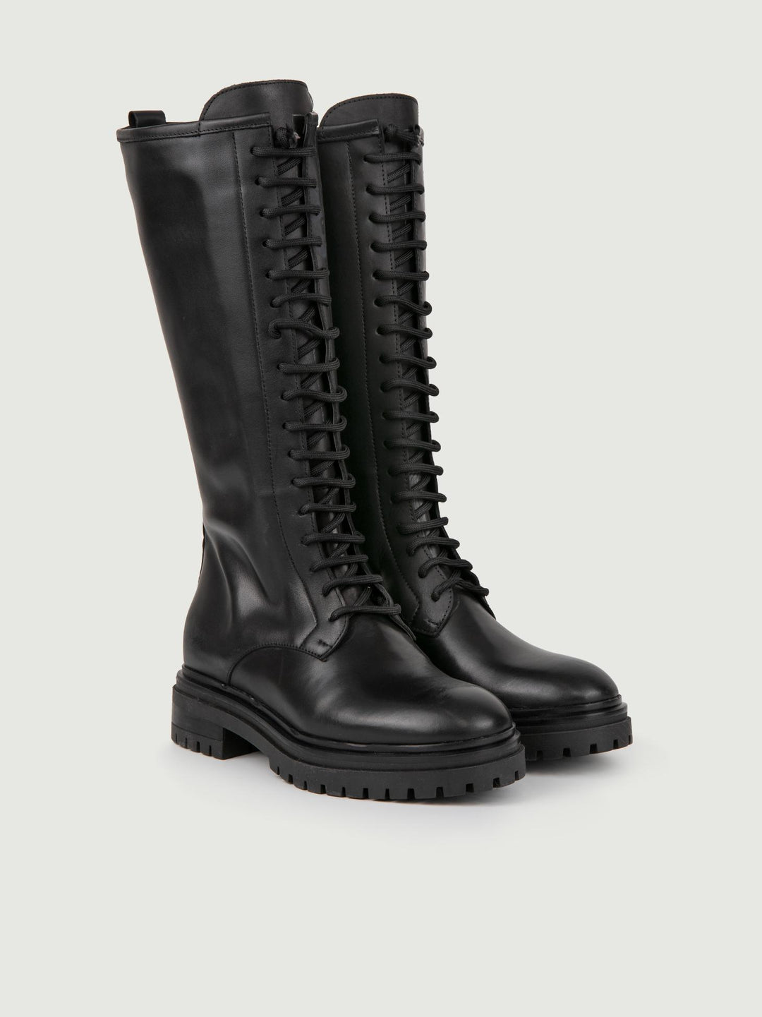 ANFIBIO ALTO IN PELLE NERA CON ZIP