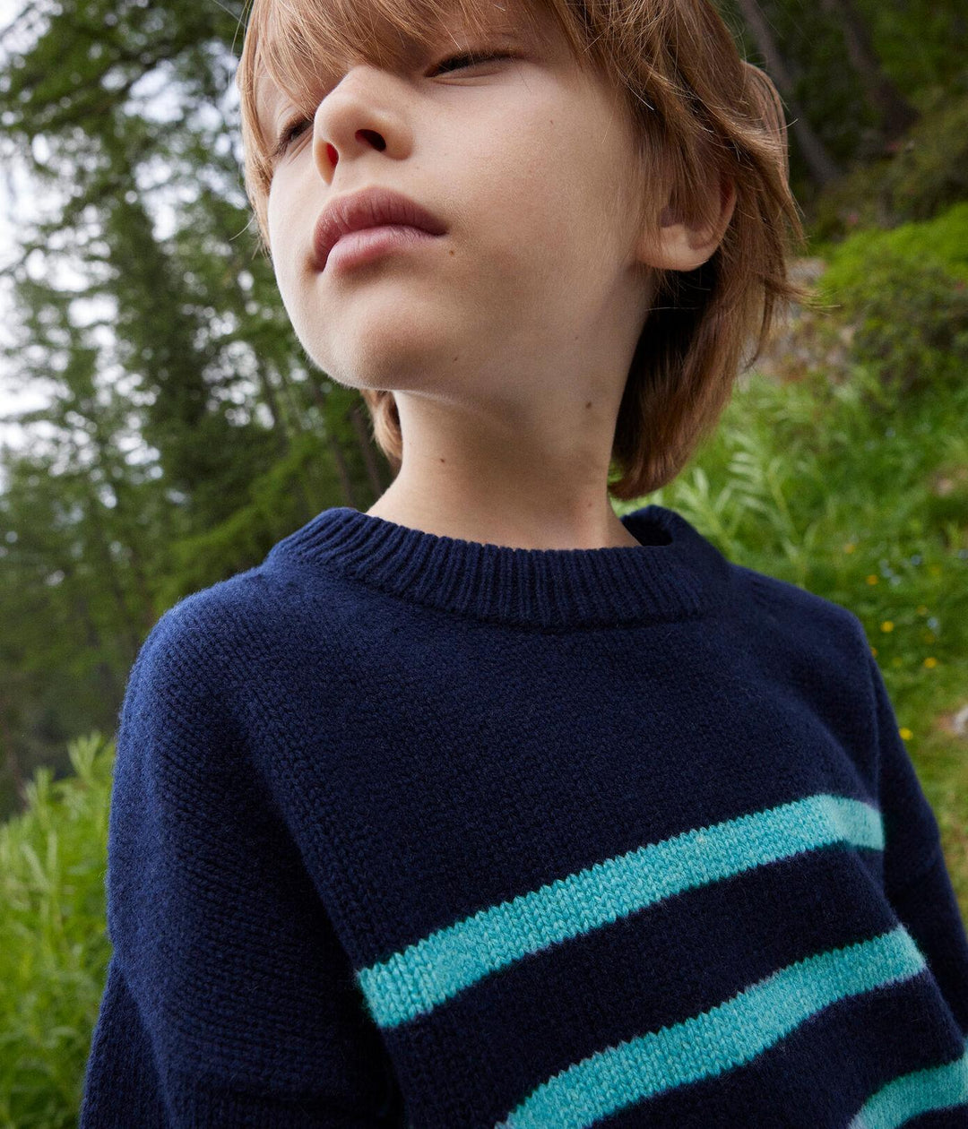 PULLOVER A RIGHE IN LANA E COTONE BAMBINO UNISEX A081R 01 PETIT BATEAU 