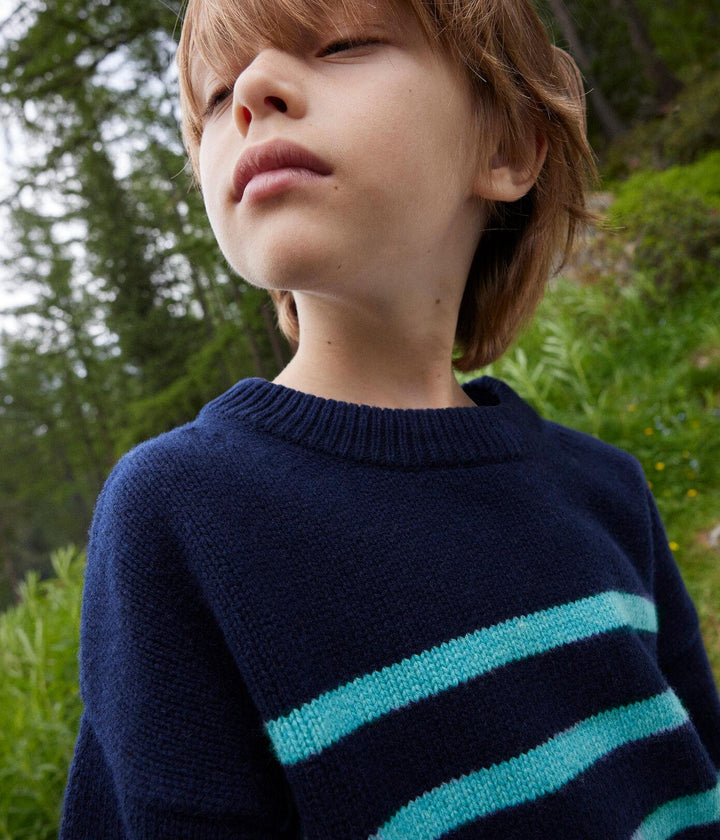 PULLOVER A RIGHE IN LANA E COTONE BAMBINO UNISEX A081R 01 PETIT BATEAU 