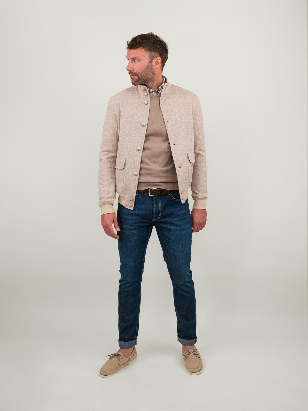 GIUBBOTTO IN MAGLIA BEIGE NESTA BEIGE ANDREA MORANDO 