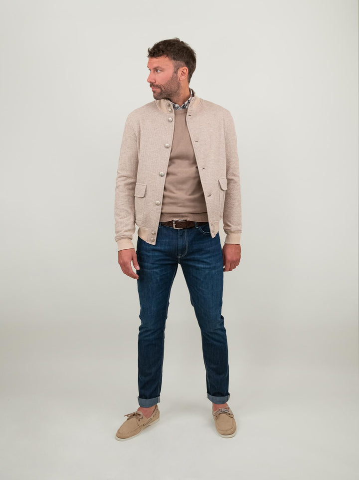 GIUBBOTTO IN MAGLIA BEIGE NESTA BEIGE ANDREA MORANDO 